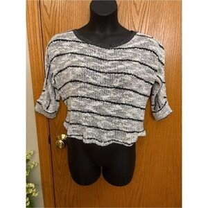 Splendid Black & White Striped Knit Crop Top